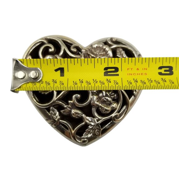Brighton Heart Shaped Jewelry Trinket Box With Intricate Floral Design HTF - Picture 14 of 15